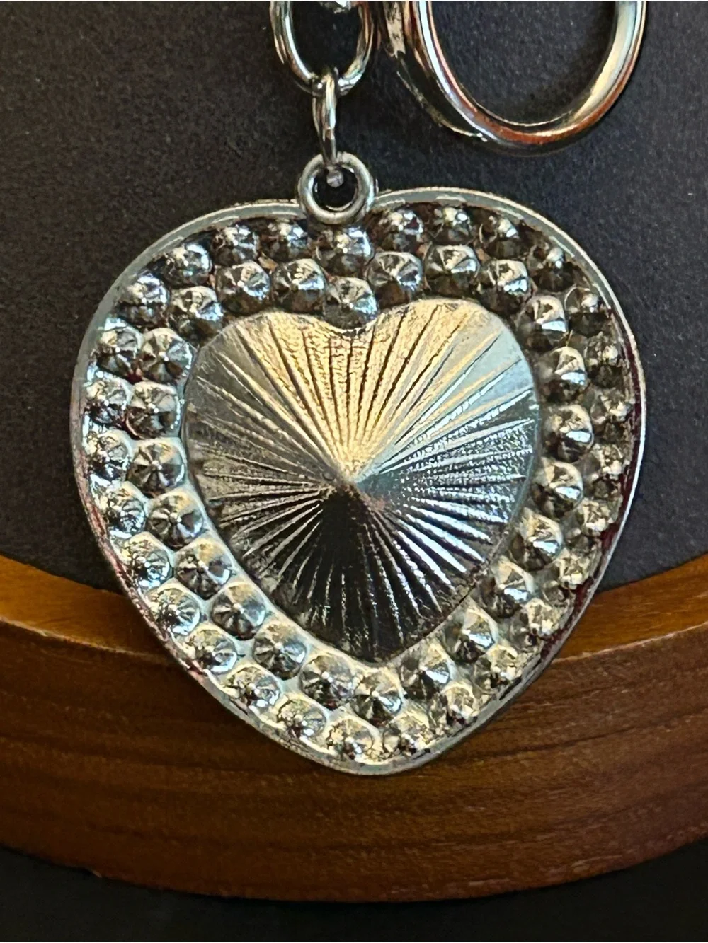 Assorted Color Heart Crystal Bag Charm Keychain w/Silver-Tone Rhinestone Frame